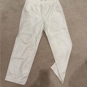 Women’s Metallic Silver Shimmer White Casual Jeans